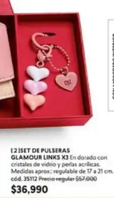 Cyzone Dorado - set de pulseras glamour links x3 oferta