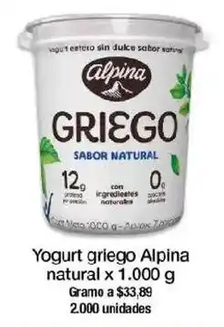 Yogurt griego Alpina natural