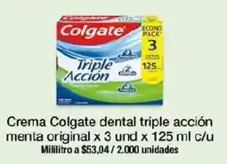 Jumbo Colgate crema dental triple acción menta original oferta