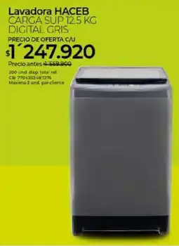 Olímpica Haceb lavadora carga sup 12.5 kg digital gris oferta