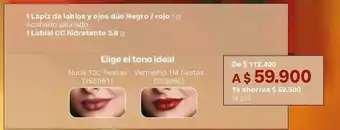 Nude - lápiz de labios y ojos dúo negro / rojo 1g + labial cc hidratante 3.8g