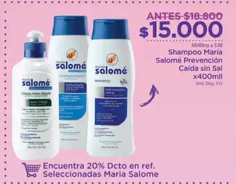 FarmaTodo Shampoo Maria Salome Prevencion Caida sin Sal x 400ml oferta