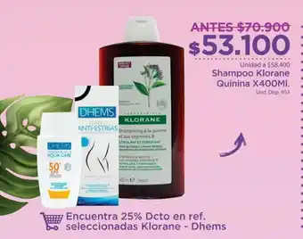 FarmaTodo Shampoo Klorane Quinina x 400 ml oferta