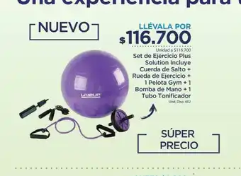 FarmaTodo Set de Ejercicio Plus Solution Incluye Cuerda de Salto + Rueda de Ejercicio + 1 Pelota Gym + 1 Bomba de Mano + 1 Tubo Tonifia oferta