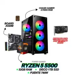 Falabella COMPUTADOR GAMER RYZEN 5 5500 / 3050 6GB / A520M / RAM 32GB / 1TB SSD M.2 oferta