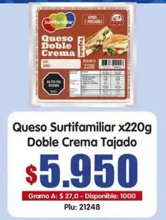 Queso Surtifamiliar Doble Crema Tajado