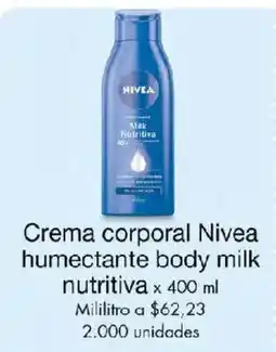 Metro Nivea crema corporal humectante body milk nutritiva oferta