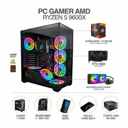 Falabella PC GAMER RYZEN 5 9600X| RTX 5060| B850 WIFI| LIQUIDA 240MM| RAM 64GB SSD 512GB| 750W 80+ GOLD oferta