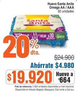Alkosto Huevo Santa Anita Omega AA / AAA oferta