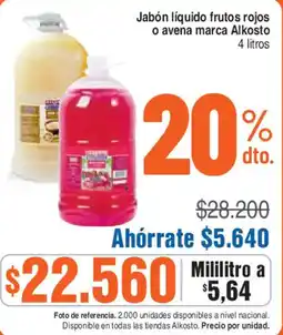 Alkosto Alkosto jabón líquido frutos rojos o avena oferta