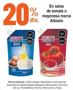 Alkosto Alkosto salsa de tomate o mayonesa oferta