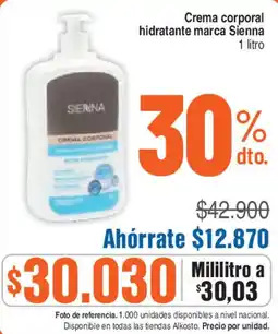 Alkosto Sienna crema corporal hidratante oferta
