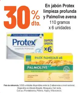 Alkosto Protex limpieza profunda y Palmolive avena oferta