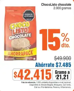 Alkosto Chocolisto chocolate oferta