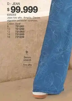 Carmel Jean tiro alto. amplio. denim algodón poliéster spandex oferta