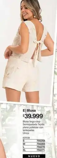 Loguin Blusa largo crop semsajquetada tejido plano poliester con lentejuelas unico oferta