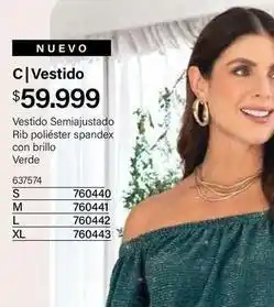 Loguin Vestido semiajustado rib poliéster spandex con brillo oferta