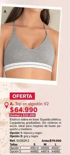 Leonisa Suave - a. top en algodón x2 oferta