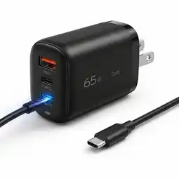 Falabella ADAPTADOR 3 PUERTOS CARGA RAPIDA GaN 65W+CABLE USB-C/C 1 MT oferta