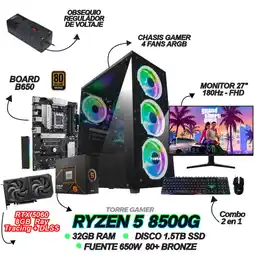 Falabella TORRE GAMING RYZEN 5 8500G - RTX 5060 8GB - B650 - 32GB RAM - SSD 1.5TB - MONITOR 27 180HZ oferta