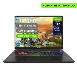 Falabella Portatil Gamer Vector 16 Hx AI Intel Core Ultra 9 275HX Ram 64gb Ssd 1tb Rtx 5080 16gb oferta