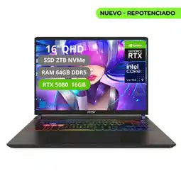 Falabella Portatil Gamer Vector 16 Hx AI Intel Core Ultra 9 275HX Ram 64gb Ssd 2tb Rtx 5080 16gb oferta
