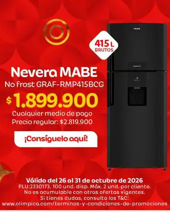 Mabe - nevera no frost graf-rmp415bcg