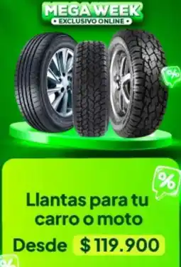 Jumbo Exclusivo - llantas para tu carro o moto oferta