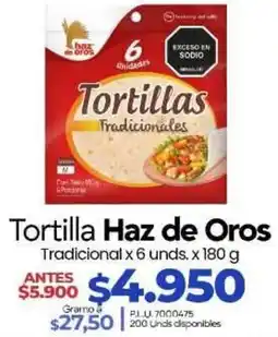 Supermercados Surtiplaza Tortilla Haz de Oros Tradicional oferta