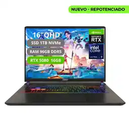 Falabella Portatil Gamer Vector 16 Hx AI Intel Core Ultra 9 275HX Ram 96gb Ssd 1tb Rtx 5080 16gb oferta