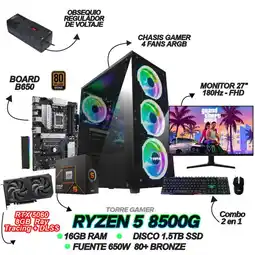 Falabella TORRE GAMING RYZEN 5 8500G - RTX 5060 8GB - B650 - 16GB RAM - SSD 1.5TB - MONITOR 27 180HZ oferta