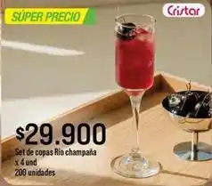 Jumbo Cristar - set de copas río champaña oferta