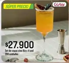 Jumbo Cristar - set de copas vino rio oferta