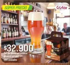 Jumbo Cristar - set de vasos cerveceros munich oferta