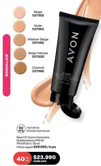 Avon - base cc crema correctora multibeneficios fps 50