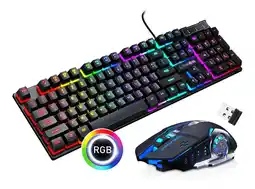 Falabella Kit Set Gamer Teclado Led + Mouse Inalambrico Usb Recargable - Azul oferta