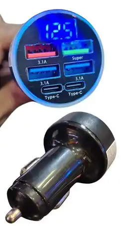Falabella Cargador Auto USB y Tipo C para Cigarrera 12V – Carga Rápida con Voltímetro oferta