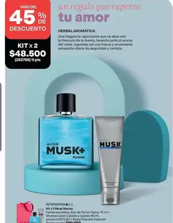 Avon - herbal aromática musk+ marine kit x 2