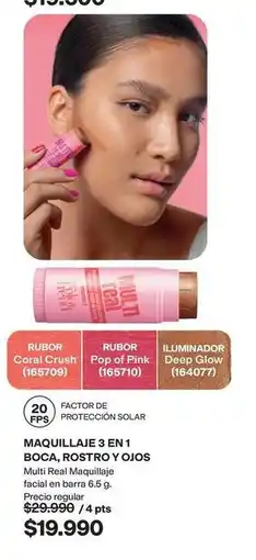 Avon Coral - maquillaje 3 en 1 boca, rostro y ojos multi real maquillaje facial en barra 6.5 g oferta