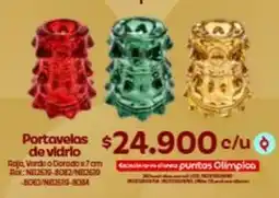 Olímpica Dorado - portavelas de vidrio rojo, verde o oferta