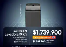 Jumbo Whirlpool - lavadora 19 kg carga superior smart action oferta