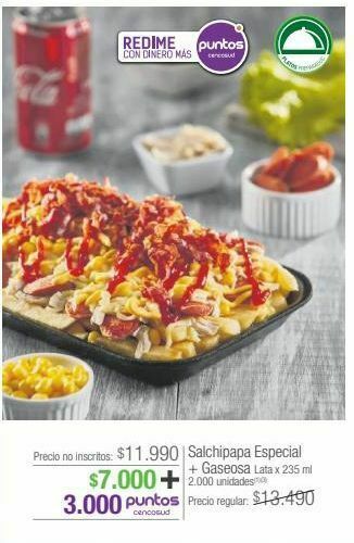Jumbo Salchipapa especial + gaseosa lata x 235 ml oferta