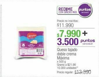 Jumbo Queso tajado doble crema máxima x 500 g oferta