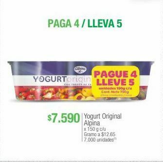 Yogurt original alpina x 150 g c/u