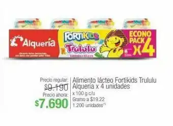 Jumbo Alimento lácteo fortikids trululu alquería x 4 unidades x 100 g c/u oferta