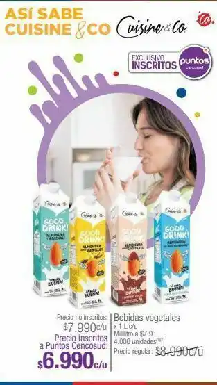 Jumbo Bebidas vegetales x 1 l c/u oferta
