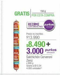 Jumbo Salchichón cerveroni zenú x 900 g oferta