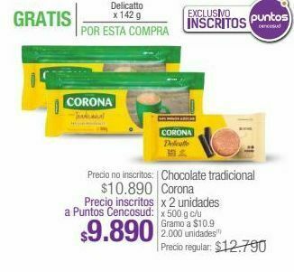 Jumbo Chocolate tradicional corona x 2 unidades x 500 g c/u oferta
