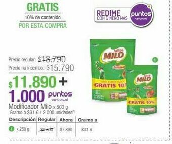 Jumbo Modificador milo x 500 g oferta