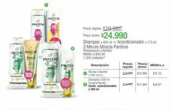 Jumbo Shampoo x 400 ml + acondicionador x 170 ml 3 minute miracle pantene oferta